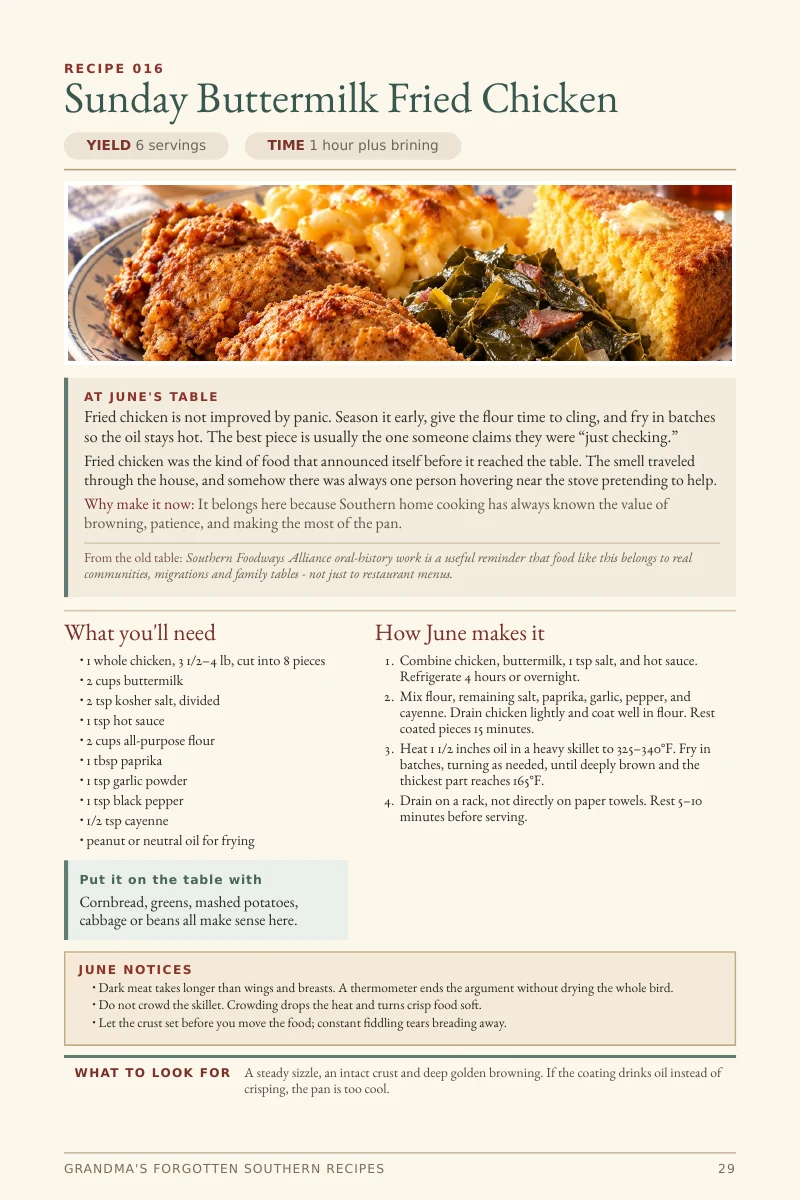Full page from the Sunday fried chicken chapter