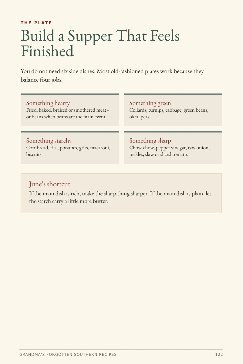 Build a Supper That Feels Finished page from June's Kitchen Guide